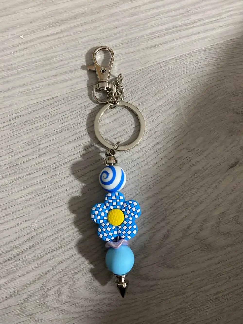 Blue flower purse charm keychain